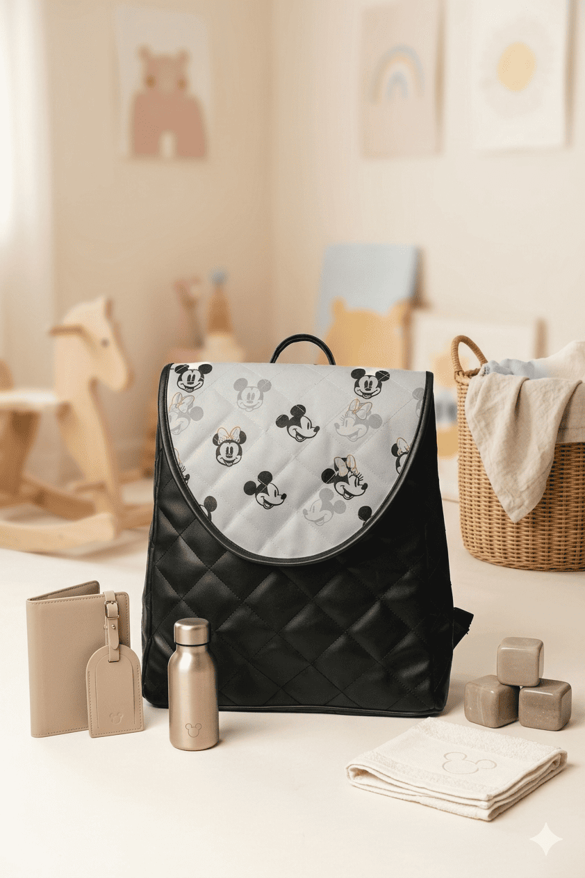 Black leather mickey  Toddler Backpack