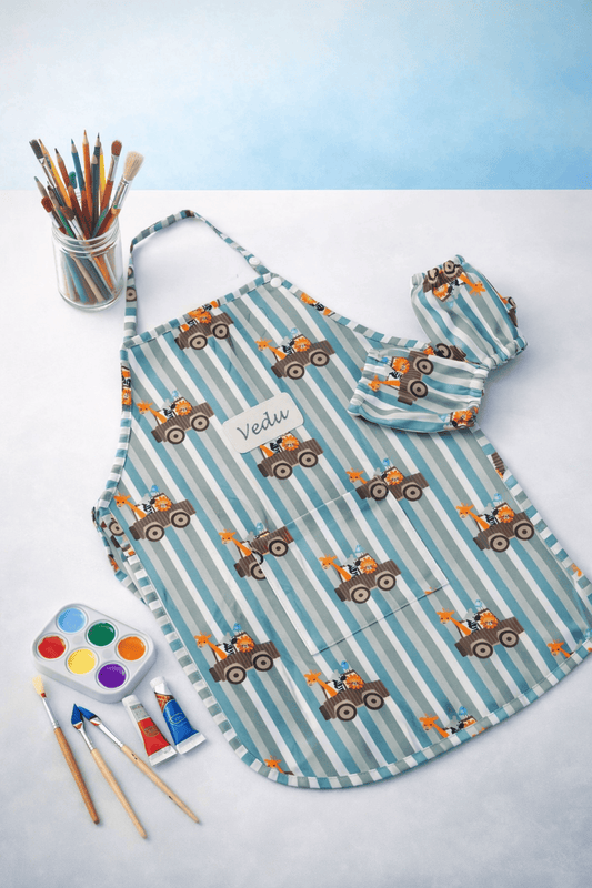 Premium Personalised Kids Jungle Jeep Apron Set