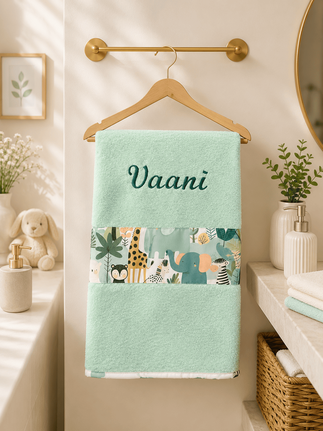Personalised kids Jungle Friends Bath Set