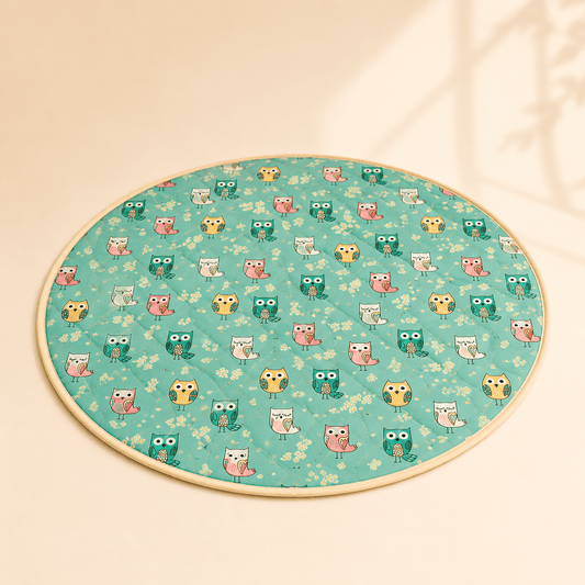 Premium Kids Owl & Daisy Foldable Floor Play Mat
