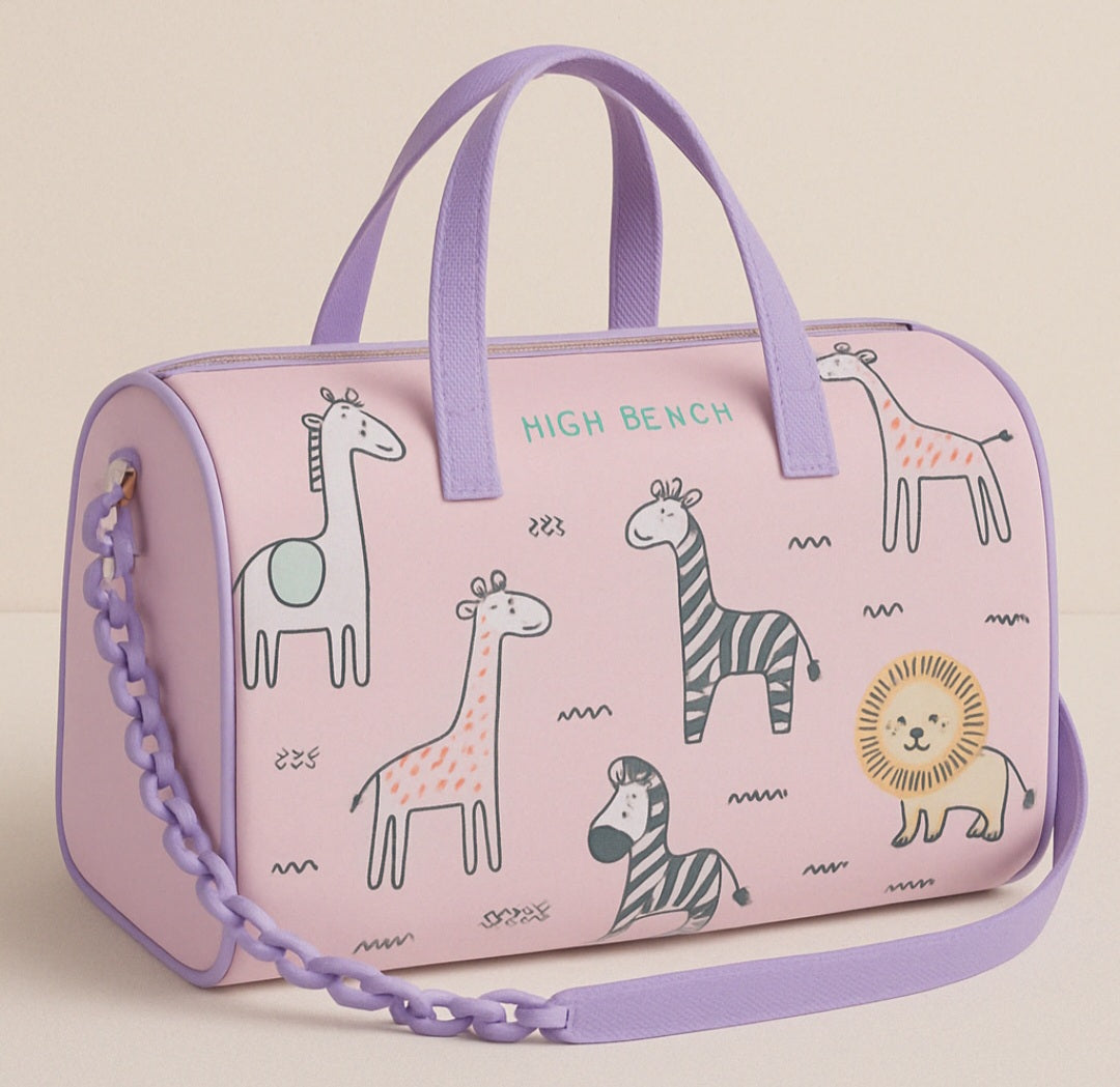 Pink Lion Zebra Duffle Bag