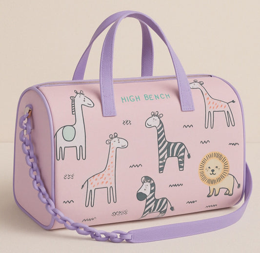 Pink Lion Zebra Duffle Bag