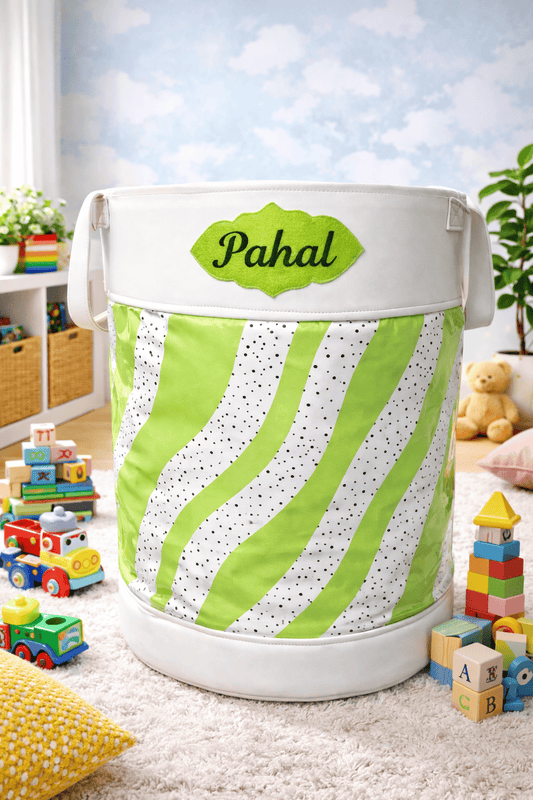 Personalized Kids Wavy Dots Toy Storage Bag