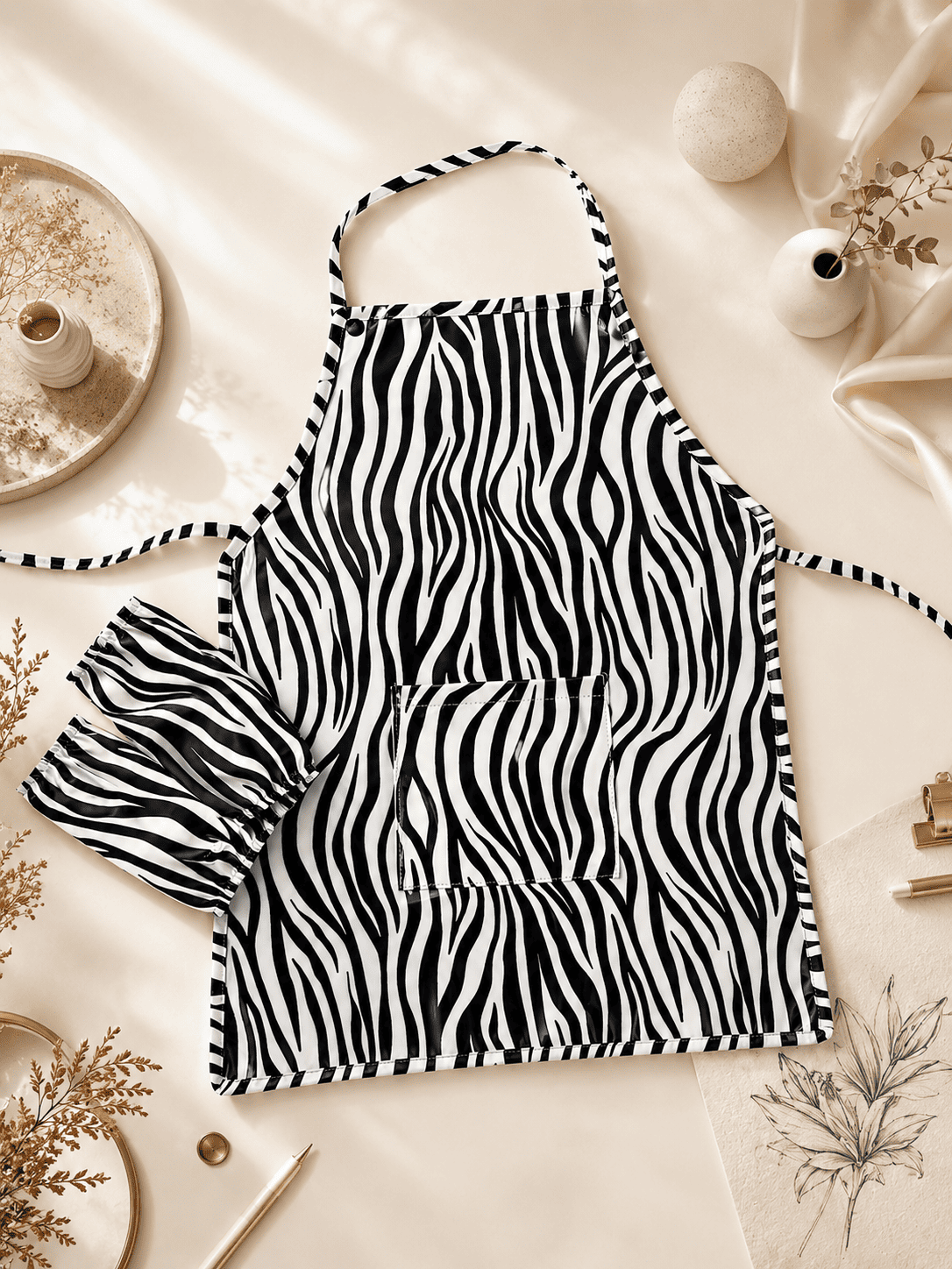 Premium Personalised Kids Zebra Striped Apron Set
