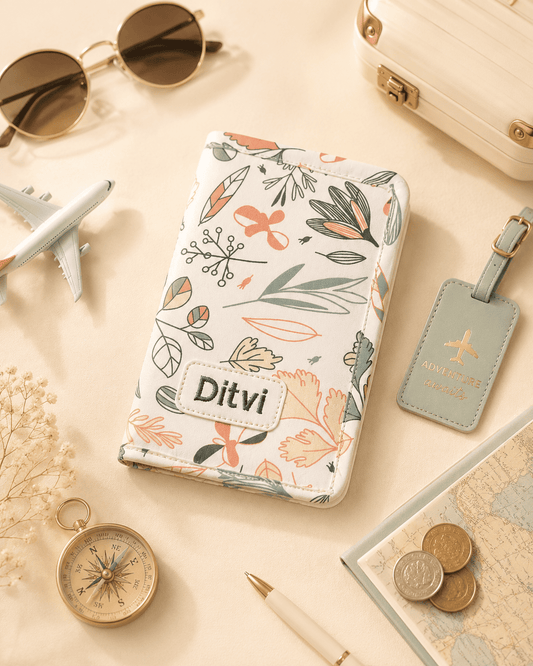 Personalized Gentle Floral Passport Cover & Luggage Tag Combo