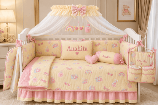Premium Personalized Pastel Vibes Baby Cot Set