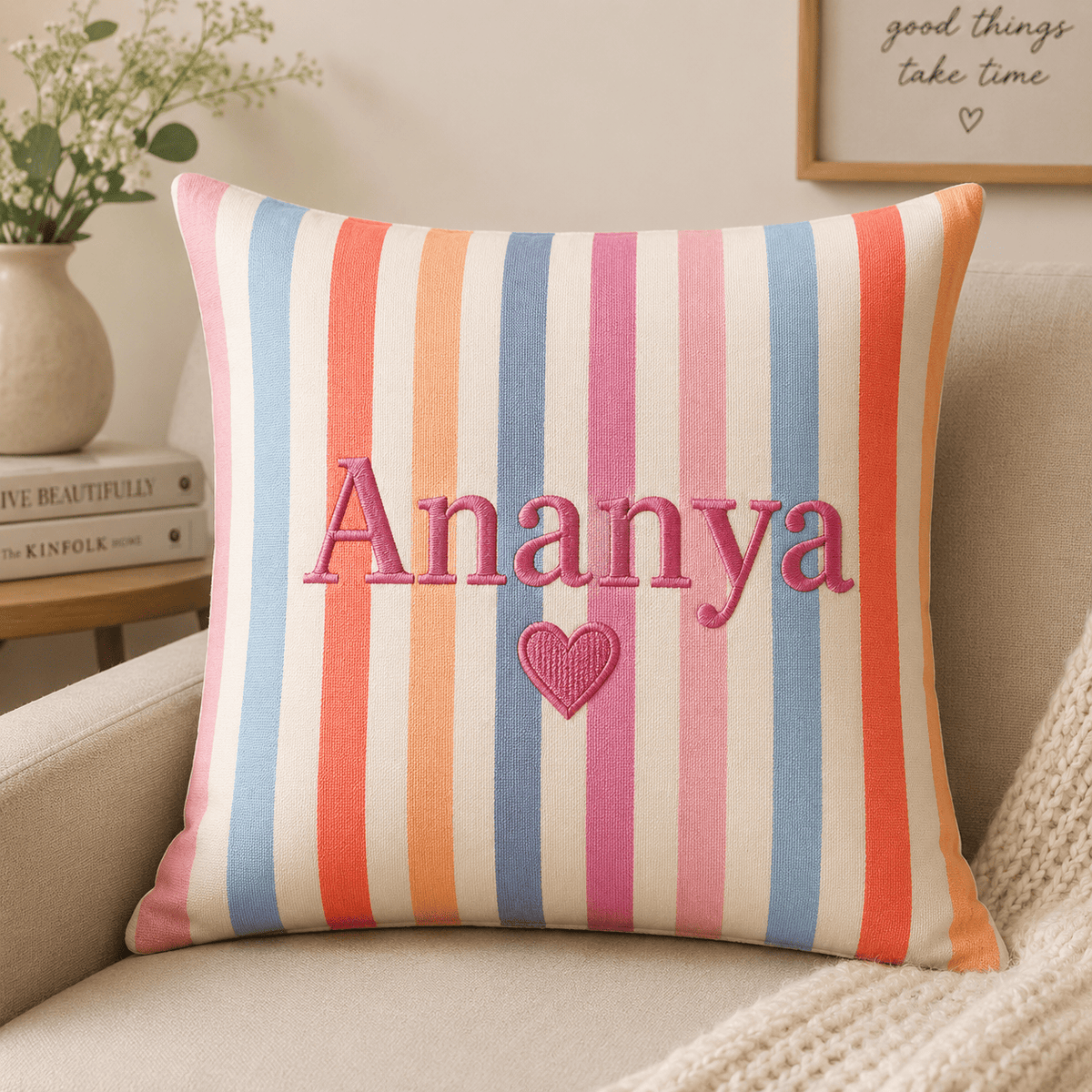 Premium Rainbow Stripes Baby Pillow